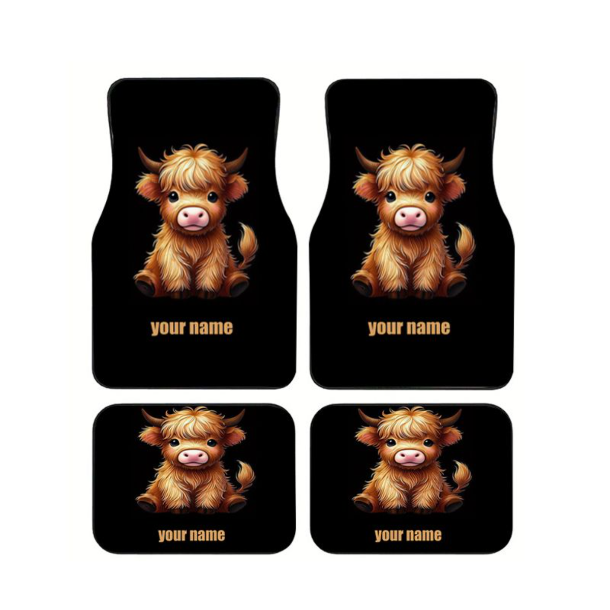 Cow Mat Rubber - Universal 4 Pcs Car Floor Mats