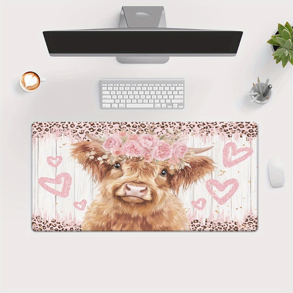 Highland Cow Desk Mat Pink Flo – обзор и цена Cow Mat Rubber