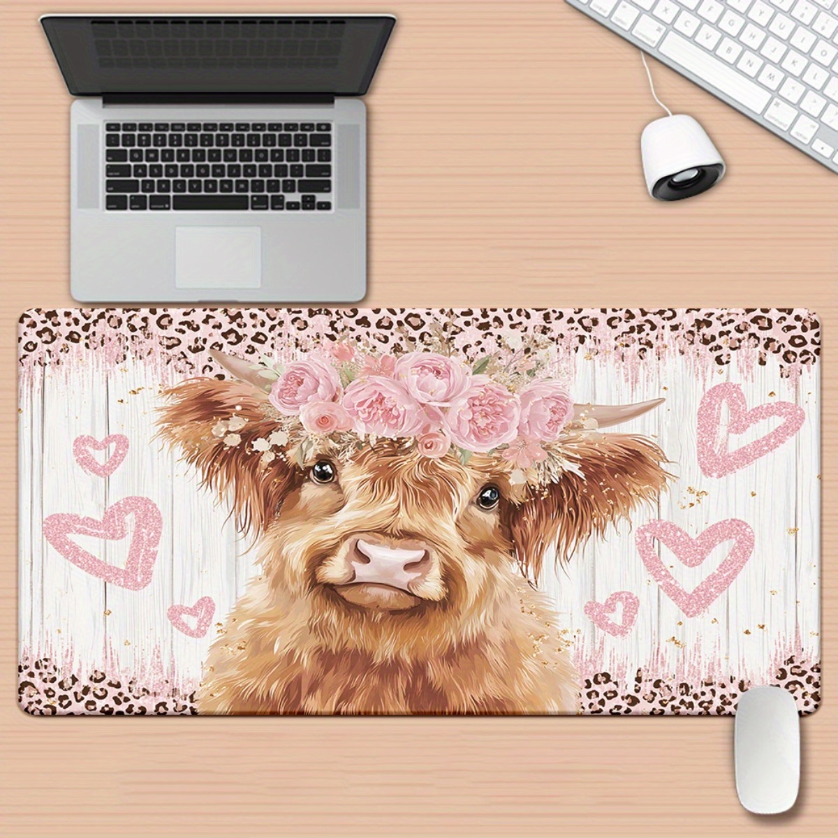 Highland Cow Desk Mat Pink Flo – обзор и цена Cow Mat Rubber