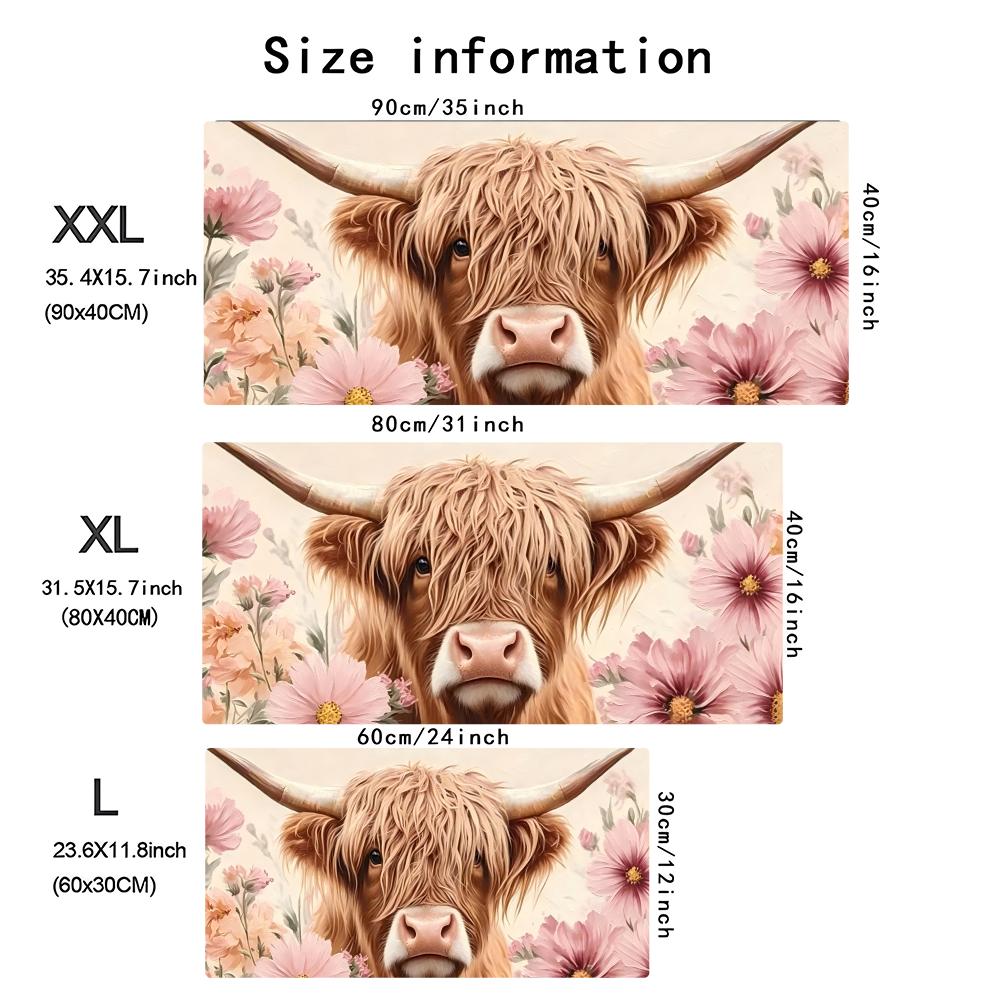 Highland Cow Pink Floral Large – обзор и цена Cow Mat Rubber