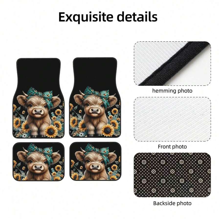 4-Piece Highland Cow Car Floor – обзор и цена Cow Mat Rubber