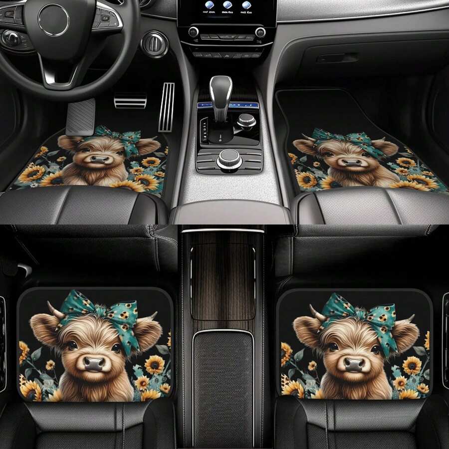 4-Piece Highland Cow Car Floor – обзор и цена Cow Mat Rubber