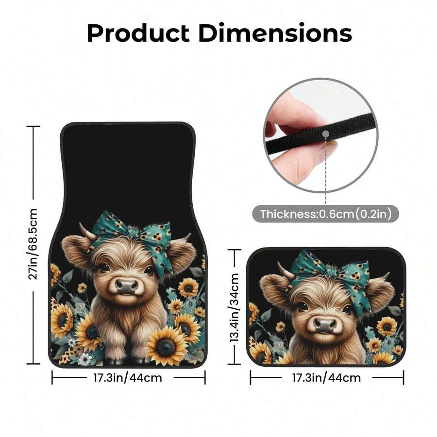 4-Piece Highland Cow Car Floor – обзор и цена Cow Mat Rubber